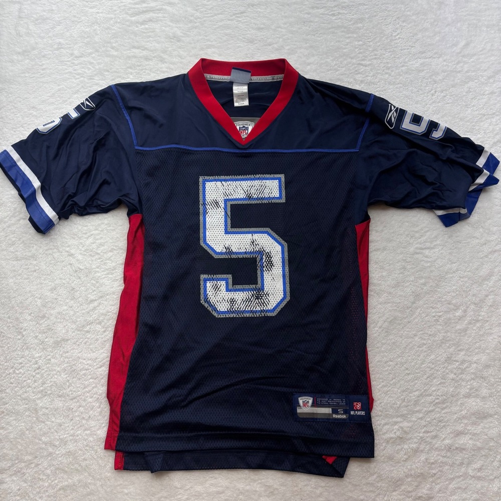 Reebok NFL Buffalo Bills Trent Edwards 5 Jersey Navy Blue Red Mens Small 7009A